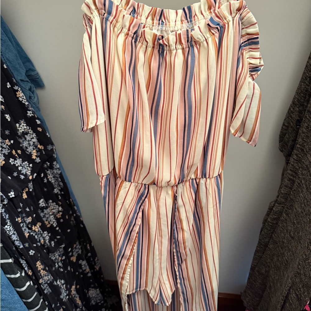 Lily Rose Multicolor Striped Off-Shoulder Outfit